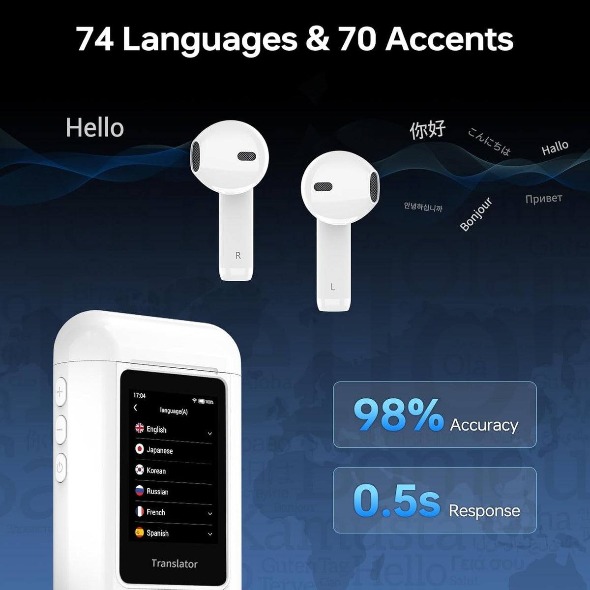 EXSulity AI Translator Earbuds A8